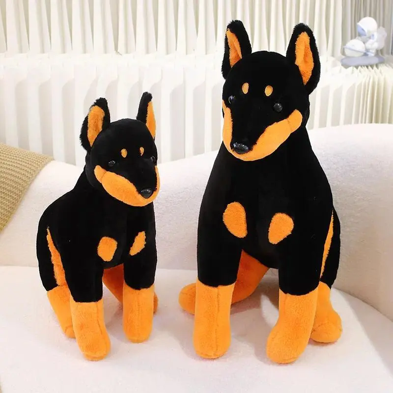 Hot High Quality Simulation Dog Plush Toy Stuffed Lifelike Doberman Puppy Doll Home Decor Cartoon Kids Boy Girl Birthday Gift