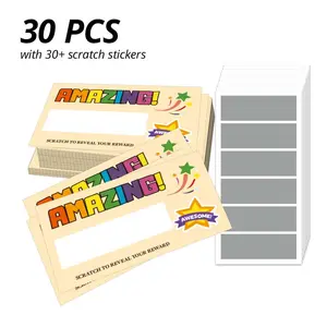 30/60/100pcs Lucky Scratch-Off Cards, DIY Wedding Party Decorations, Couple Gift Cards, Surprise Birthday Cards, 9x5.4cm, Party Game Prizes