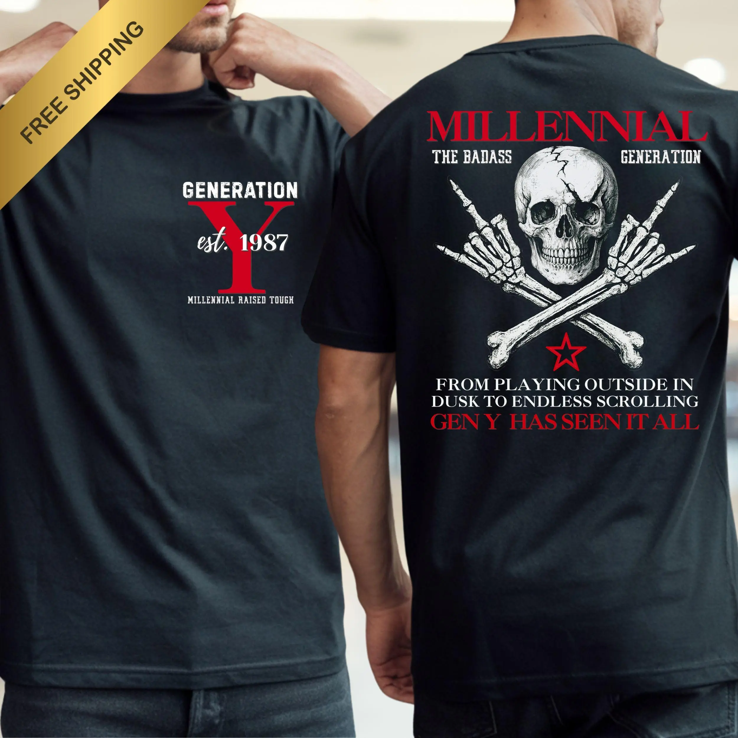 Millennial Custom Year T-Shirt | Gen Y shirt | Badass generation Funny Retro Shirt Hoodie - Sweatshirt