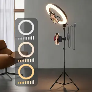 12" Ring Light with 63" Extendable Tripod Stand and Phone Mount, Dimmable LED Light for Selfie and Photography, Perfect Circle Lighting for Makeup Artists and Content Creators, Great for Zoom Meetings and Live Video on Social Media