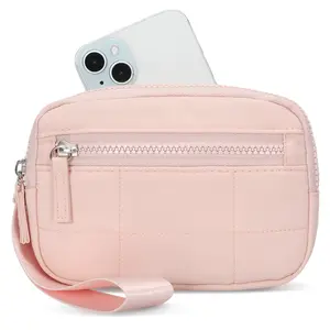 Puffer Wristlet Wallet Nylon Quilted Small Purse for Women On The Go Handbag with Wristlet Portable Credit Card Holder Phone Organizer Bag for Travel Work Daily Use TikTokShopBlackFriday Deal