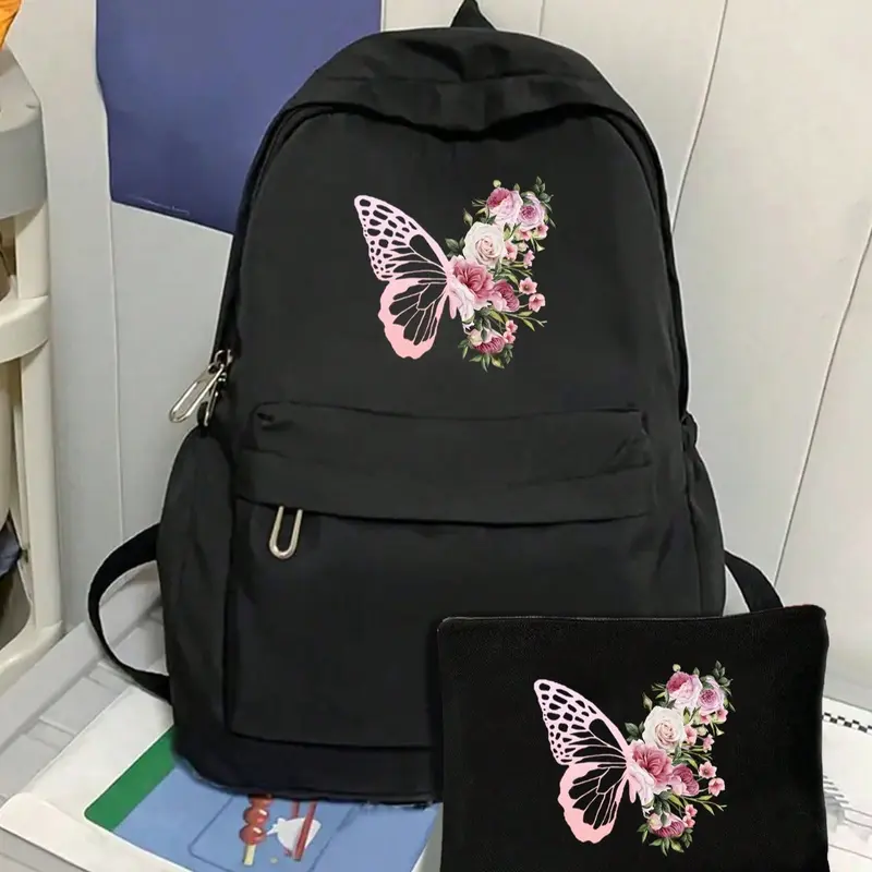 New! Women Trendy Butterfly Pattern Backpack - Versatile, Stylish Design Amazon.com | Unineovo Butterfly Backpack for Girls  main image 4