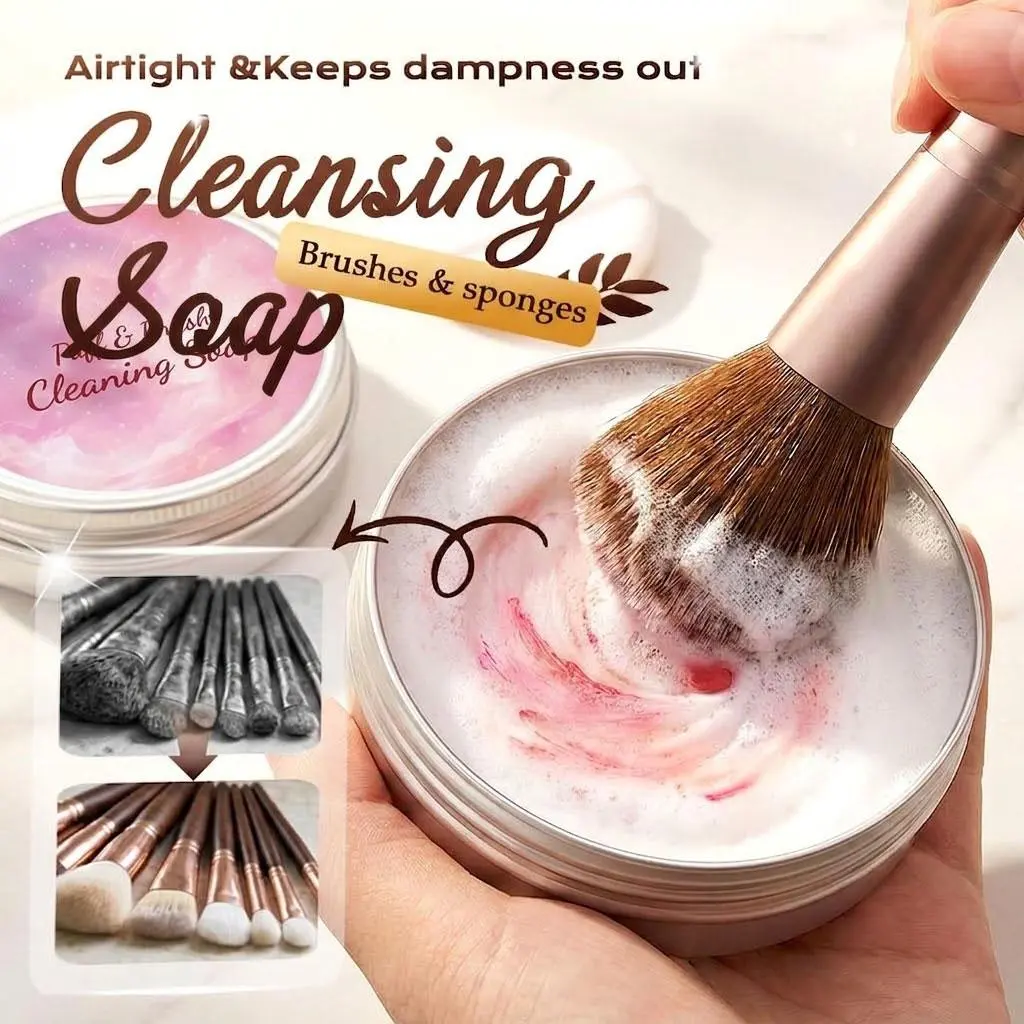 Cruelty-Free Vegan Makeup Brush Cleaner Bar (Bar Form) with Silicone Pad - 100g/3.53oz Deep Cleansing Soap for Brushes & Sponges, Removes Waterproof Cosmetics, Contour, Eyeshadow, Foundation, Enables Flawless Cleaning