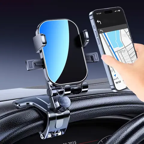 1800° Rearview Mirror Phone Holder for Car Dashboard - 360° Rotating and Retractable Mobile Phone Mount for Cars Rear View Mirrors, Adjustable GPS Holders for Auto Visor