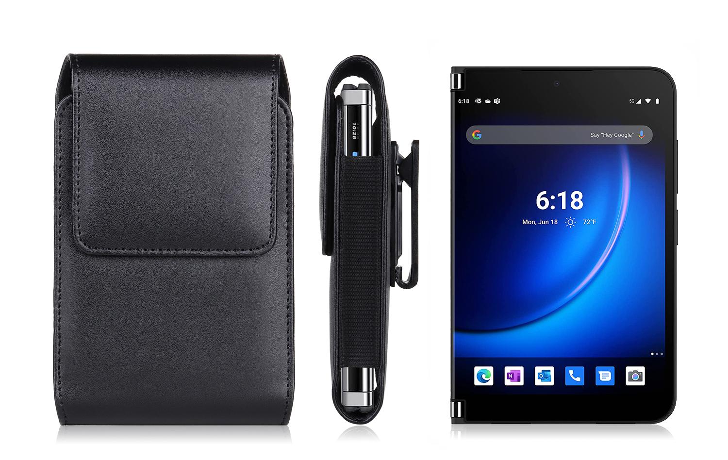 Cell Phone Holster Pouch PU Leather For Man 360°Belt Clip Strong Magnet Carrying Perfect For Outdoor Daily Use For iPhone17/16 Pro Max/Samsung S25 Ultra/Google Pixel