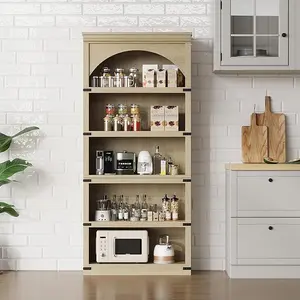 Arched Bookcase 5 Shelf Bookshelf 68.7" Tall Bookcase Farmhouse Curved Storage Rack Wooden Bookshelves for Home Office, Living Room