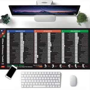Excel/Word/PowerPoint/Windows Shortcut Mouse Pad – Excel Cheat Sheet Desk Mat with Over 200 Keyboard Shortcuts, XL 31.5x11.8 in Computer Desk Pad, Anti-Slip Waterproof for Office & Gaming