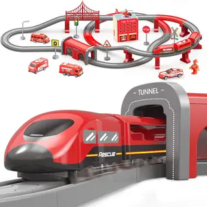 Red Train Set for Toddlers, 1set Train Toys for Kids Ages 2-8, Electric Trains Sets with Tracks (Magnetic Connection), Battery Operated Trains Birthday Gift for 2 3 4 5 6 7 Years Old