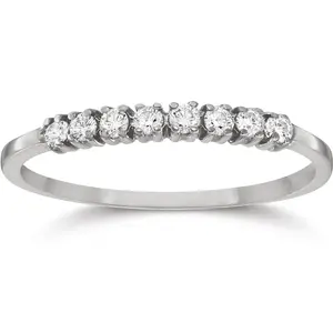 Eight Stone Diamond Wedding Stackable Guard Band Ring 14K White Gold