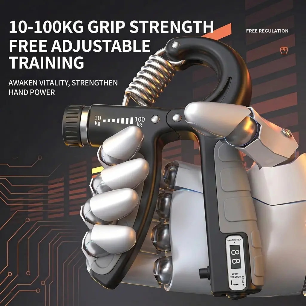 Adjustable counter grip strengthener,Portable finger trainer builds hand&forearm strength for all users.Custom resistance for different fitness levels, built-in counter tracks reps easily. Perfect for daily hand workout and rehabilitation on the go.