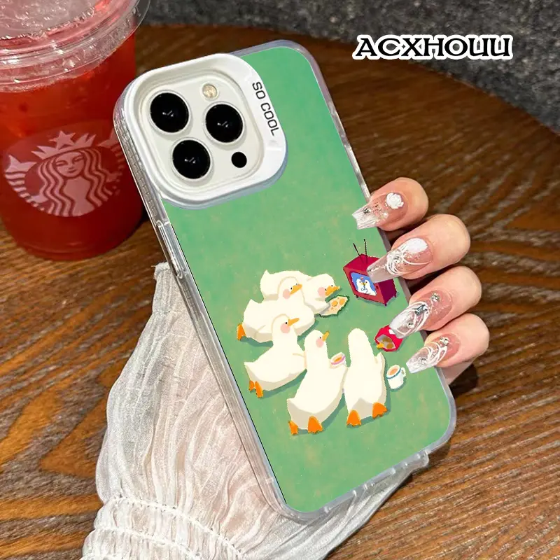 Silicone Cellphone Case - High-Quality, Durable, Shockproof, Anti-Scratch, Anti-Drop Cover for iPhone 17, 16 E Pro Max, 15 Plus, 14, 13, 12, 11, XR, XS | Handheld Mobile Accessory for Duck TV Night Use