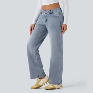 【Creator‘s Pick】Halara Flex Asymmetric Low Rise Straight Leg Casual Jeans with Pockets #SpringStatement
