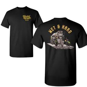 Wet And Hard T-Shirt, Concrete Mixer Graphic, Construction Worker Theme, 2 Sides, Soft Cotton Blend Shirt, Jobsite Humor Gift for Men & Women