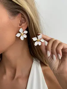 Boho Style Irregular Vintage Oil-Drop Small Flower Fashion Earrings Set, Luxurious Light Luxury Design, Daily Casual Party Women's Metal Earrings Gift