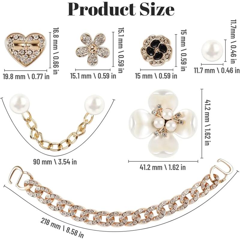 SOGLLQAM Multiple styles Bling Shoe Charms – Flower & Pearl Clog Accessories with Crystal Rhinestones, Pearl Chain DIY Decor for Sandals, Ideal for Women's Birthday Party Favors