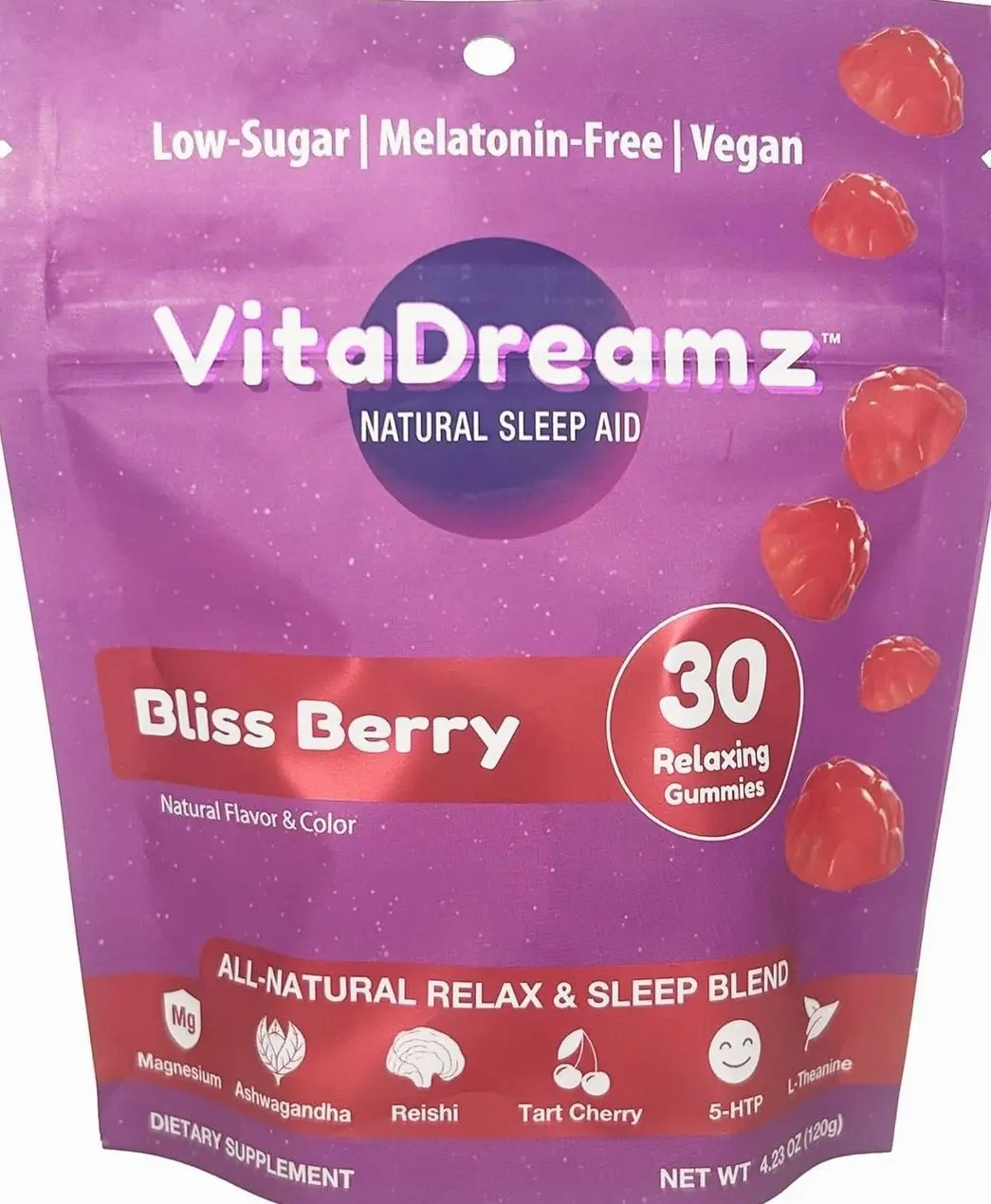 Melatonin-Free Sleep Gummies | Magnesium, Ashwagandha, Tart Cherry & L-Theanine | Natural Calm & Restful Sleep Support | Vegan, Sugar Free Bliss Berry | 30 Count