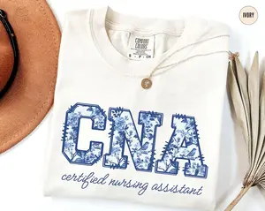 Toile De Jouy CNA Shirt, Nurse Shirt, Certified Nursing Assistant, Cna Gift, Floral Nurse Appreciation Tee, Future Nurse Week Top Soft graphic women