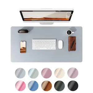 Leather Desk Pad Protector, Office Desk Mat, Large Mouse Pad, Non-Slip PU Leather Desk Blotter, Laptop Desk Pad, Waterproof Desk Writing Pad for Office and Home (23.6" x 13.8", Light Grey)