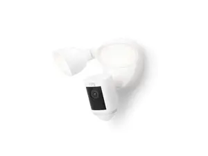 Ring Floodlight Cam Pro Wired, Outdoor Camera with Bird’s Eye View and 3D Motion Detection - White
