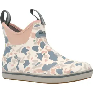Xtratuf Women's 6" Ankle Deck Boot - Ivory Duck Camo, Slip-On, Round Toe, Summer Footwear, Lightweight, Waterproof, EVA Insole, Chevron Outsole, Rubber Upper, XPRESSCOOL Lining