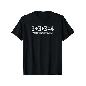 Funny Math Formula Confused Screaming Nerd Geek Humor T-Shirt - 3²=9 & 4³=64 Graphic Tee - 100% Cotton Breathable Summer Shirt for Men - Slightly Elastic Regular Fit Casual Top (S-XXXL), Casual Summer Tee |   Math Themed Shirt |   Elastic Fabric, Funny T