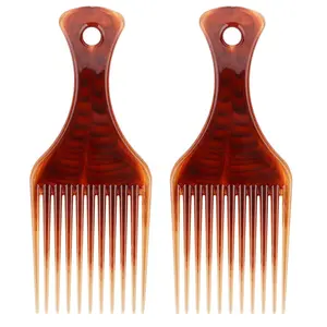 Curly Hair Pick Comb, 2 Pack Smooth Afro Lift Detangle Wide Tooth No Frizz Hair Styling Tool for Men