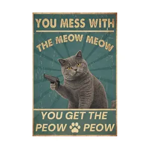 Retro British Shorthair Decorative Plaque, Humorous Metal Sign - 8x12 inch, Door Plate, Cat Friend, Bedroom, Cafe, or Kitchen, Gift for Cat Lovers