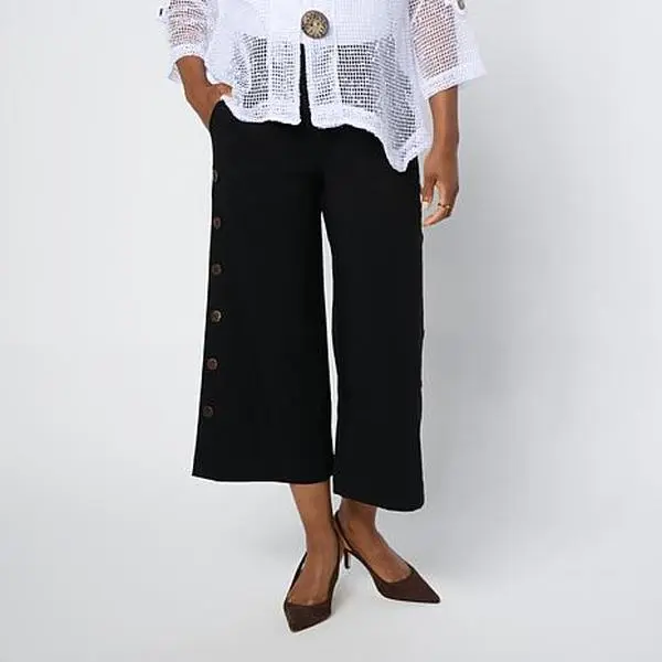 Nina Leonard Elastic Waist Wide Leg Culotte Pant