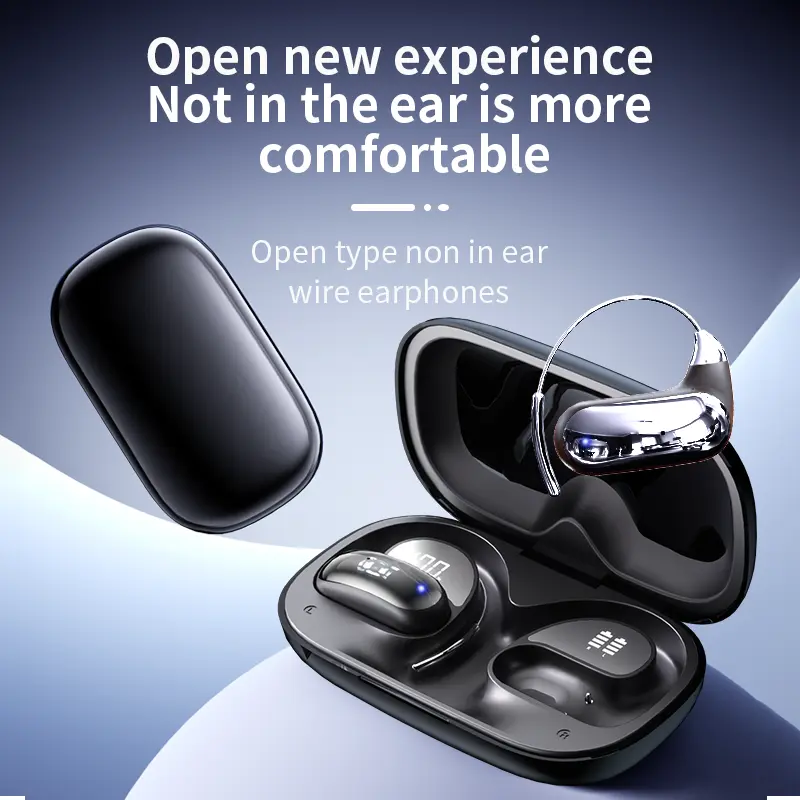 True Wireless Open Earbuds Headphone - OWS 6.1 Immersive High-Quality Sound, 45-Hour Battery Life, AI Features, Lightweight Design with Built-In Microphone, Ideal for Sports, Calls, Holiday Gifting