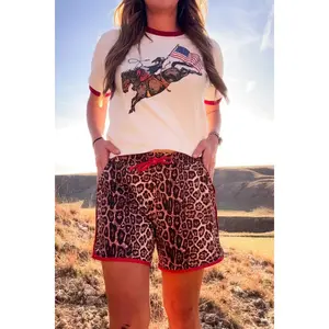 Women's Polyester Animal Leopard Graphic Matching Cheetah Chic Shorts
