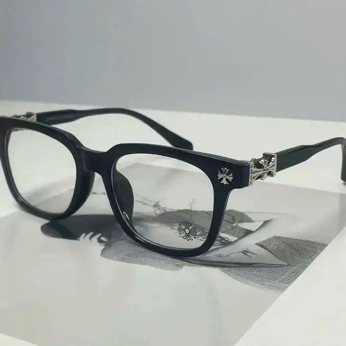 Vintage Square Eyeglasses with Cross Detail | Black Acetate-Style Optical Frames | Unisex Fashion Prescription Glasses