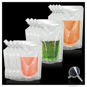 12 Plastic Juice Bottles, Concealable and Reusable Drink Pouches, Leak-Proof Food-Grade Plastic