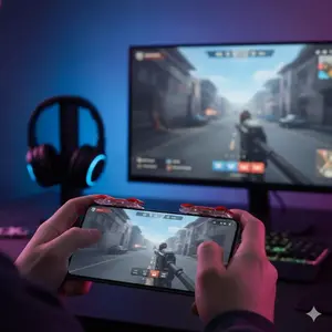 Mobile Game Shooting Controller Dual Joystick Triggers L1 R1 Mappable for PUBG Mobile Fortnite Portable Anti-Slip Grip Gamepad Accessory Enhance Gameplay for FPS Battle Royale iOS Android Gaming Gear 2-Pack