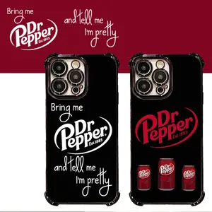 Dr Pepper Aesthetic Fun Accessory Pattern Tough Electroplated TPU Casing For iphone 16 15 14 13 12 11 X XS PRO PLUS MAX Four Corners Anti-Fall Transparent Soft Silicone Gift Shockproof Protection Anti-Drop Protective Protector Phone Cases Shell Cover