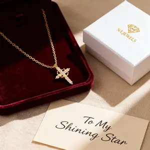 N1JEWELS Easter Necklace For Women Men Girls Pretty Crown Cross Pendant Zircon Lightweight Comfortable Chain Ideal Gift For Daily Party