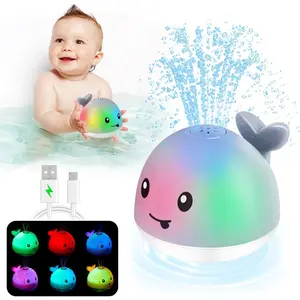 Baby Bath Toys, Toddler Bath Toys for Kids Ages 1-3, Light Up Whale Bath Toy Sprinkler, Easter Basket Stuffers Infant Baby Toys 6-12-18 Months, Bathtub Fountain Toy, Baby Easter Birthday Gifts