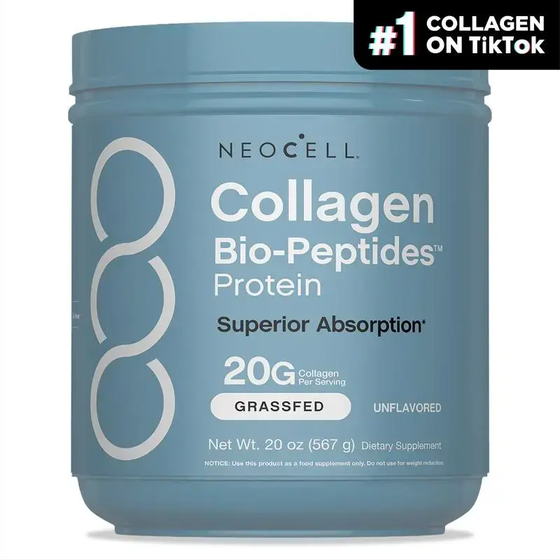2x NeoCell Collagen Bio-Peptides Powder 20oz - Grassfed Protein Supplement - Advanced with 18 Essential Amino Acids