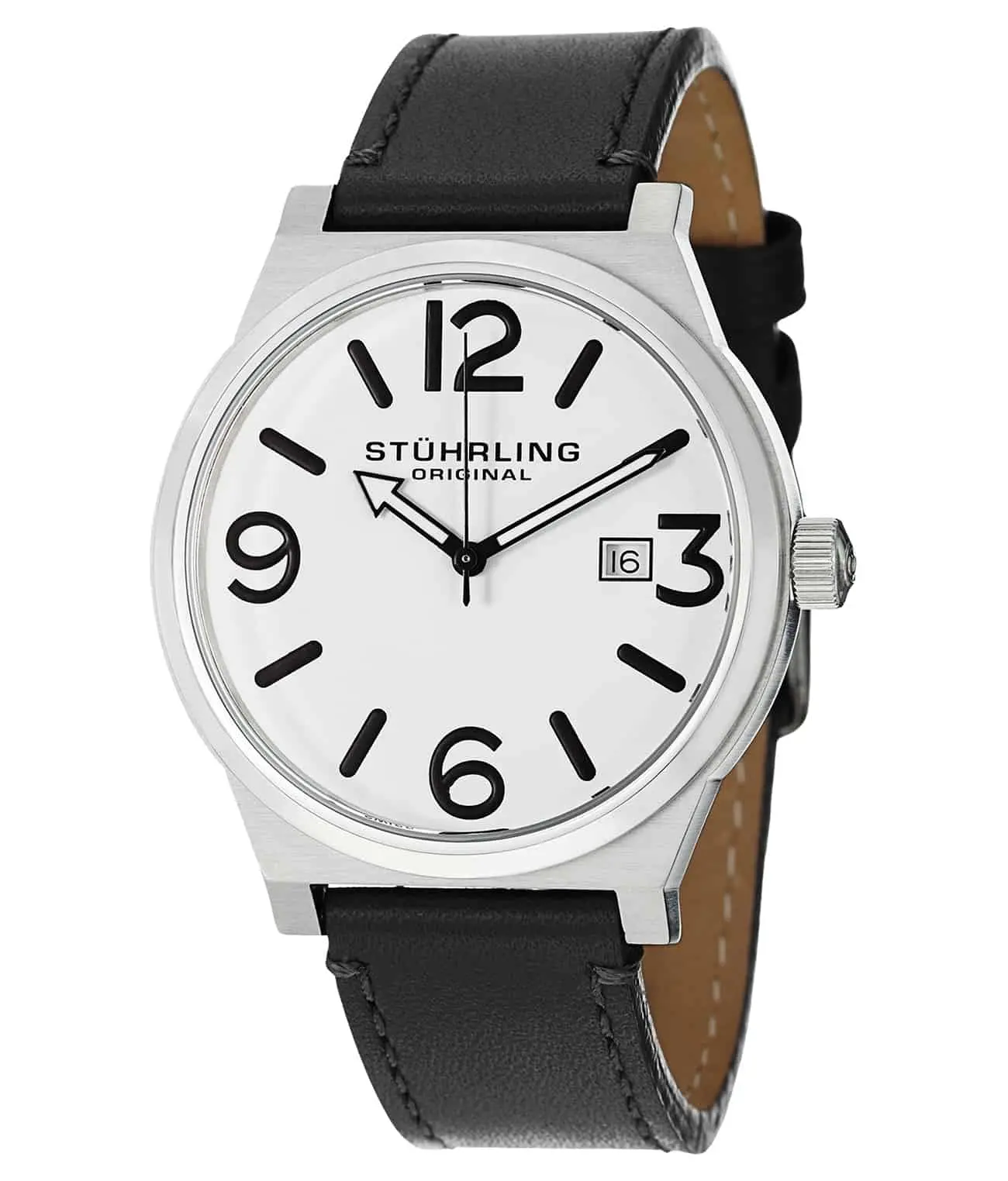 Men's Classic Aviator Fashion Watch - 42mm Round Case, Genuine Leather Strap, Polished Bezel, Quartz Movement, Not Sure, Classic Fashion Men's Watches, Bold Numerals, Male Wear, Chic Fashion Men's Watches
