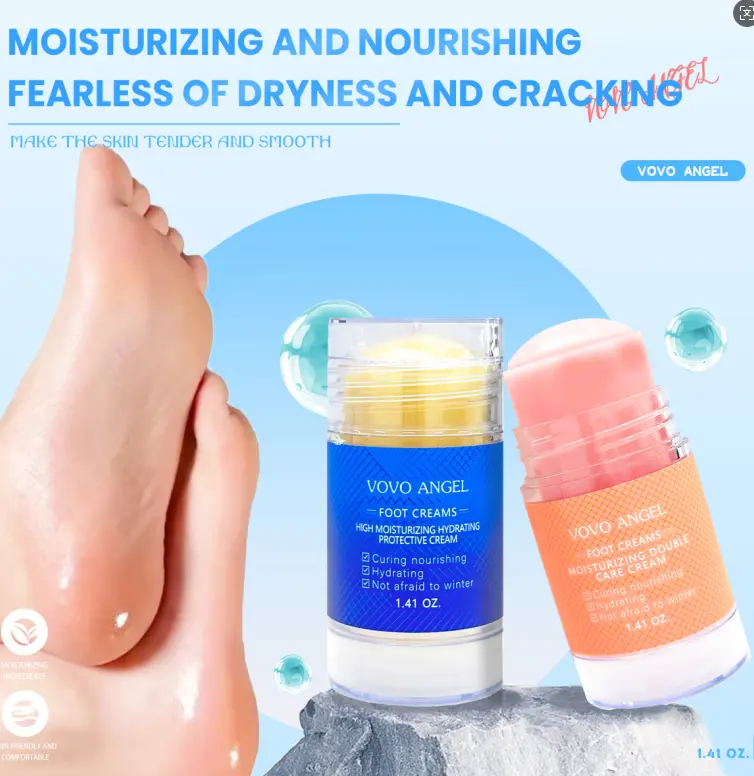 Two for one |  VOVO ANGEL Anti-Crack Foot Cream, Cracked Heel Repair Stick | Dead Skin Remover for Dry Feet, Intensive Hydration & Nourishing Treatment for Extreme Cracked Feet Hydrating Hand Balm Hydrating Lotion Moisturizing Foot Mask Hydrate, Silky,