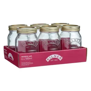 212 MAIN Modern Glass Preserve Jar Canister, 6-Piece Pack (2 Total Packs) - Kitchen Glass Pickle Jar Containers, Home Organizer Storage Bottles