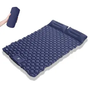 2 Person Inflatable Camping Pad with Built-in Pump & Pillows, Compact Double Air Mattress for Camping, Hiking, Beach & Tent, Ultralight Waterproof Sleeping Mat