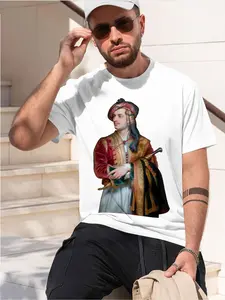 Lord Byron in Albanian 2026 new model Black/White Tee Stylish & Comfortable Loose Crew Neck Short Sleeve T-shirts Versatile On Trend Eye Catching Printed Graphic Casual Tee for Daily Wear Outings