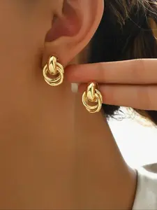 Stylish Women's Stainless Steel Hoop Earrings, Elegant Commuter Jewelry with Geometric Design, Bold Fashion Statement for Any Occasion