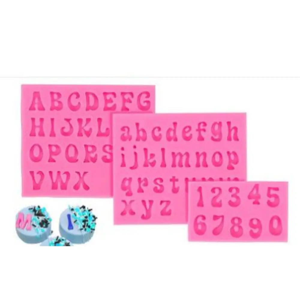 3-Pack Flexible Silicone Letter & Number Molds - Uppercase, Lowercase, 0-9, Multi-Size Different Sizes, Confectionery Crafting Hand Tools for Cake Decorations, Chocolate, Perfect Gift for Adults