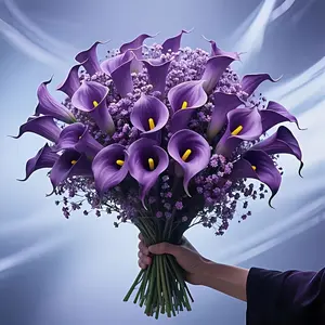 35 pieces: Artificial purple starflowers and purple calla lilies, realistic purple flowers, loose wildflower decorations, suitable for events and parties, festival flower arrangements, garden window sill setups, photo background wall props, wedding party