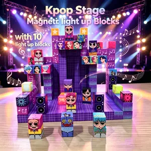 K-pop concert stage building blocks; includes light-up block particles; suitable for birthday gifts, party gifts, and holiday gifting.