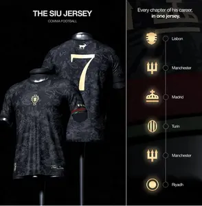 Trendy Premium Siu Seven Edition Black Soccer Jersey – Vintage Streetwear Football Shirt, Athletic Gym Top, Hypebeast Sportswear Gift for Men