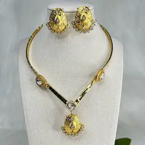 Gold Plated Brass Hasli Necklace with Cute Studs, Elegant Design for Versatile Outfit