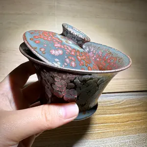 Jianzhan, handmade by master, inherited from intangible cultural lidded bowl
