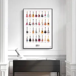 Guitar Pattern Unframed Canvas Painting, 1 Count Creative Waterproof Wall Art, Wall Decor for Home Living Room Bedroom Office School